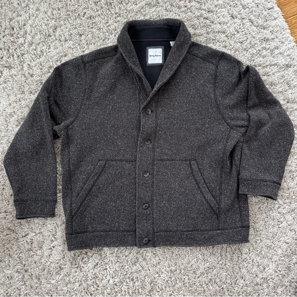 Tommy Bahama Men’s XL Grand Mesa cardigan in Coal Heather